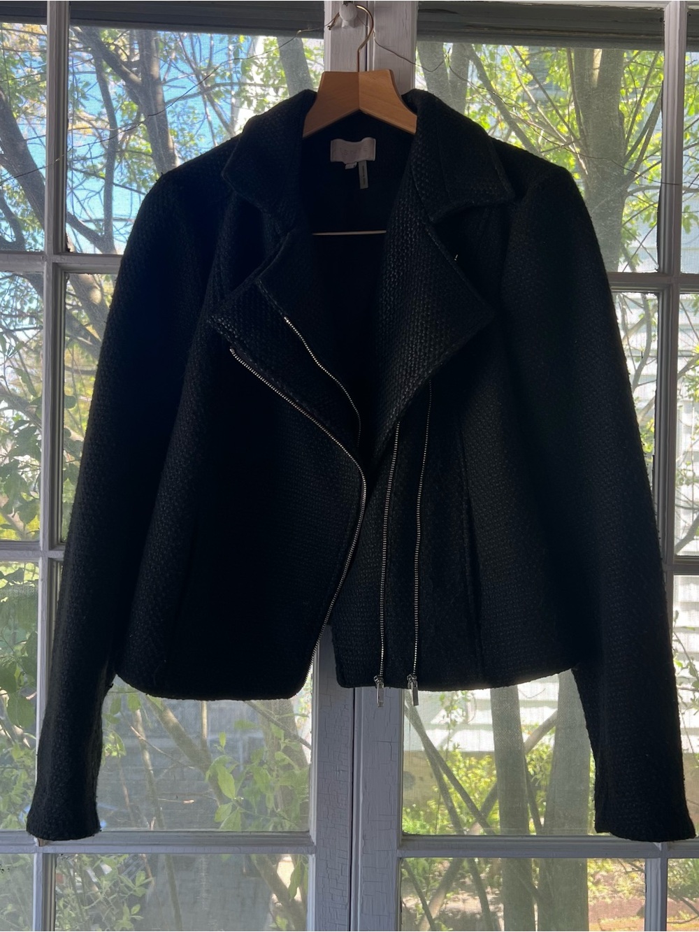 1. State Black Textured Asymmetric Zip Jacket